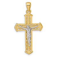 Sterling Silver Rhod-plated Gold-tone Polished Crucifix Cross Pendant