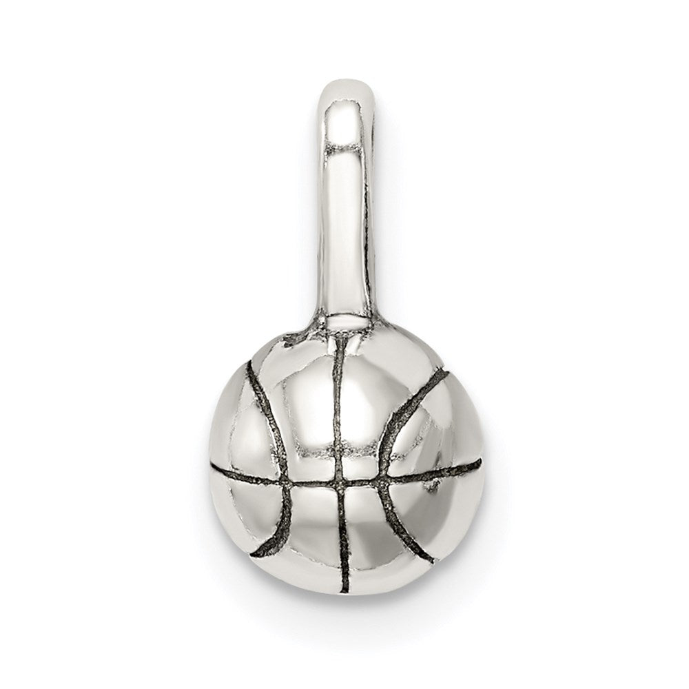 Sterling Silver Antiqued Basketball Charm
