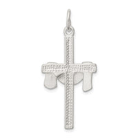 Sterling Silver Satin D/C Draped Cross Charm