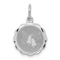 Sterling Silver Rhodium-plated Wedding Bells Disc Charm