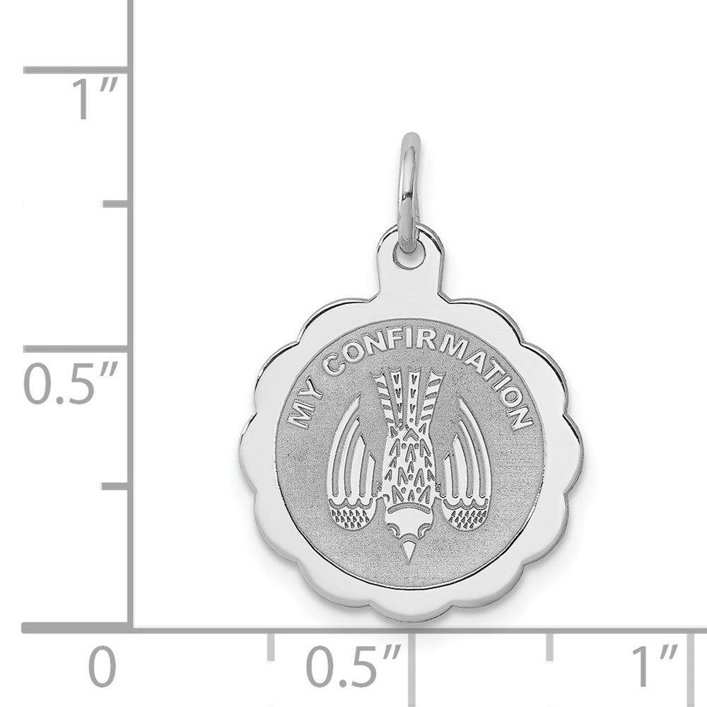 Sterling Silver Rhodium-plated My Confirmation Disc Charm