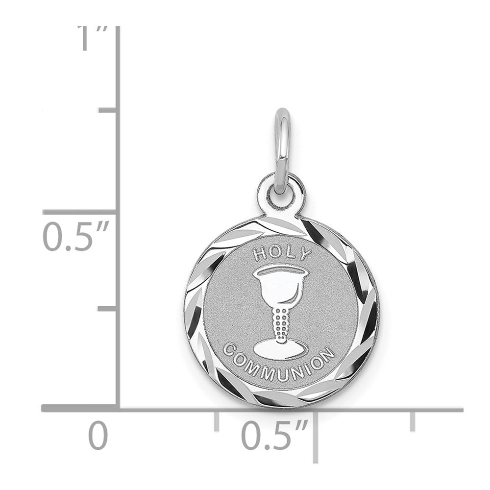 Sterling Silver Rhodium-plated Holy Communion Disc Charm