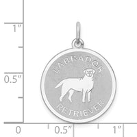 Sterling Silver Rhodium-plated Labrador Retrieve Disc Charm