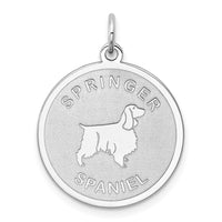 Sterling Silver Rhodium-plated Springer Spaniel Disc Charm