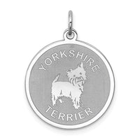 Sterling Silver Rhodium-plated Yorkshire Terrier Disc Charm