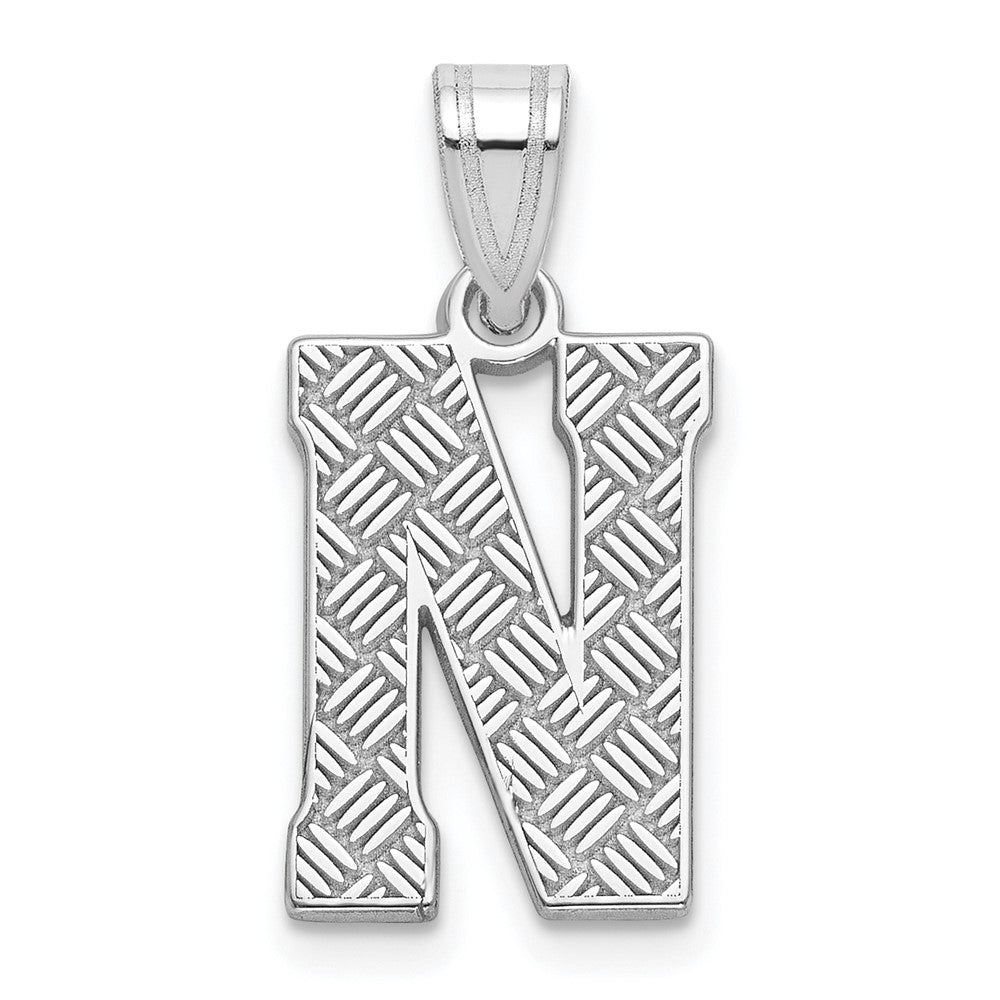 Sterling Silver Rhodium-plated Letter N Initial Pendant