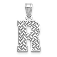 Sterling Silver Rhodium-plated Letter R Initial Pendant