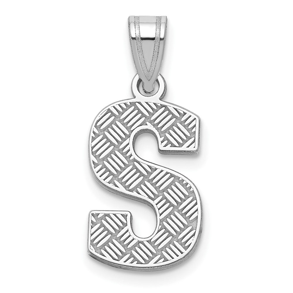 Sterling Silver Rhodium-plated Letter S Initial Pendant