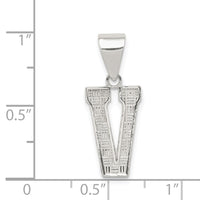 Sterling Silver Rhodium-plated Letter V Initial Pendant