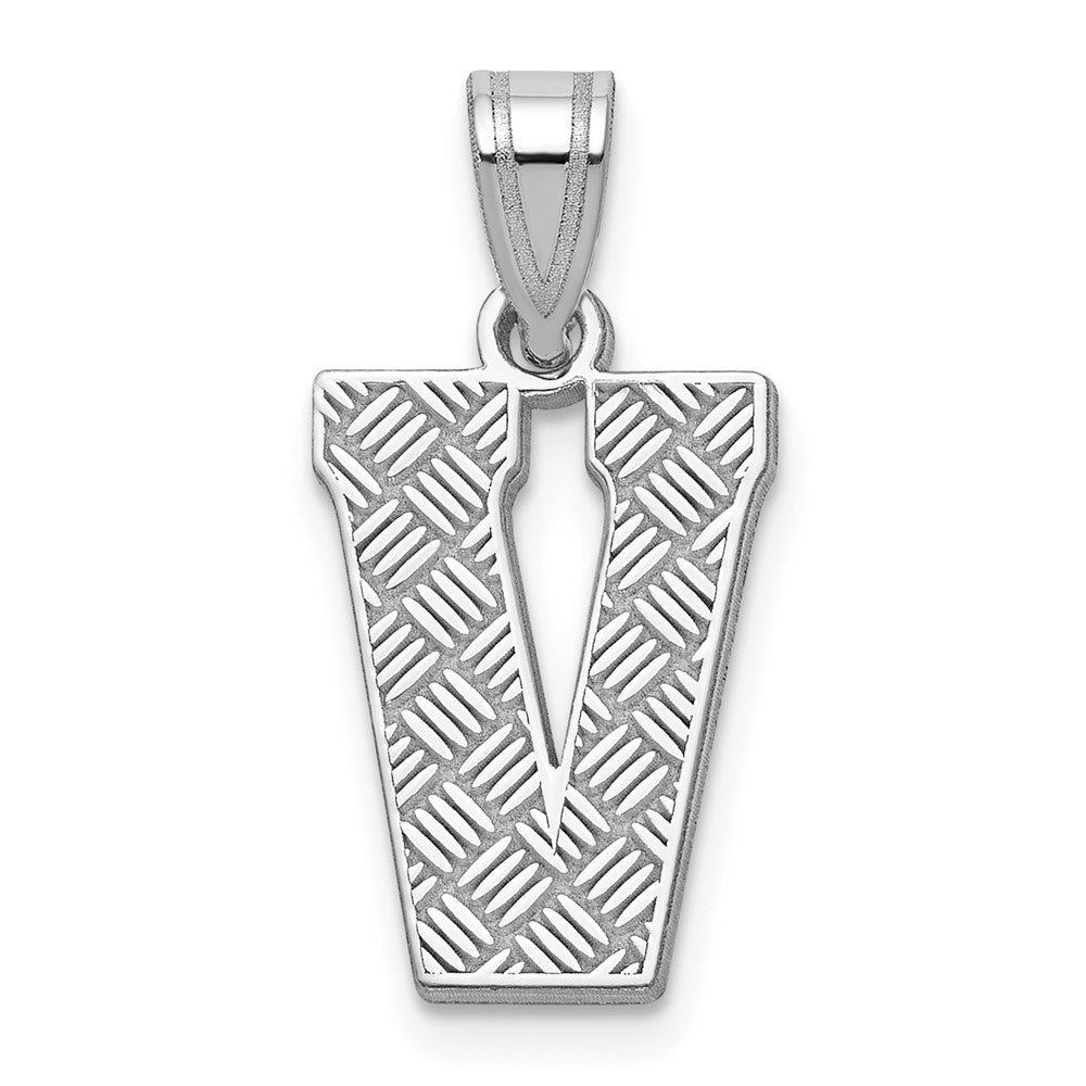 Sterling Silver Rhodium-plated Letter V Initial Pendant