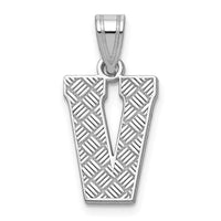 Sterling Silver Rhodium-plated Letter V Initial Pendant
