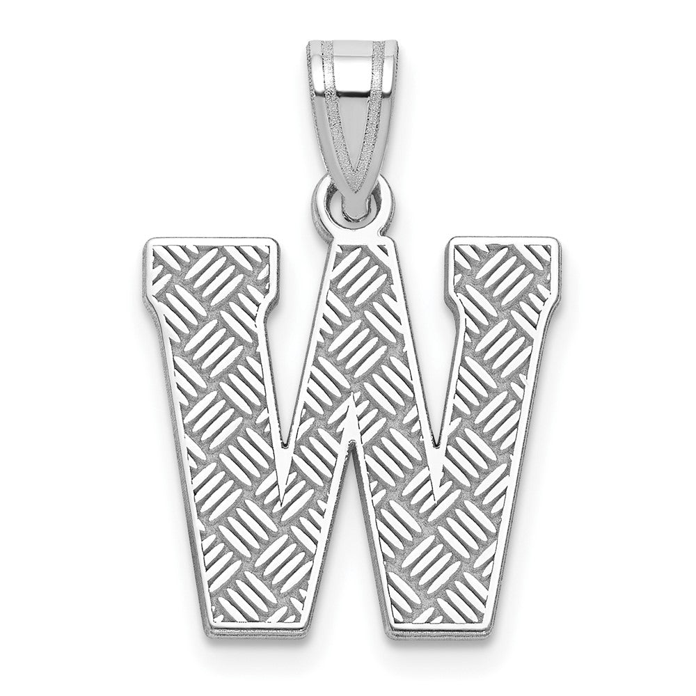 Sterling Silver Rhodium-plated Letter W Initial Pendant