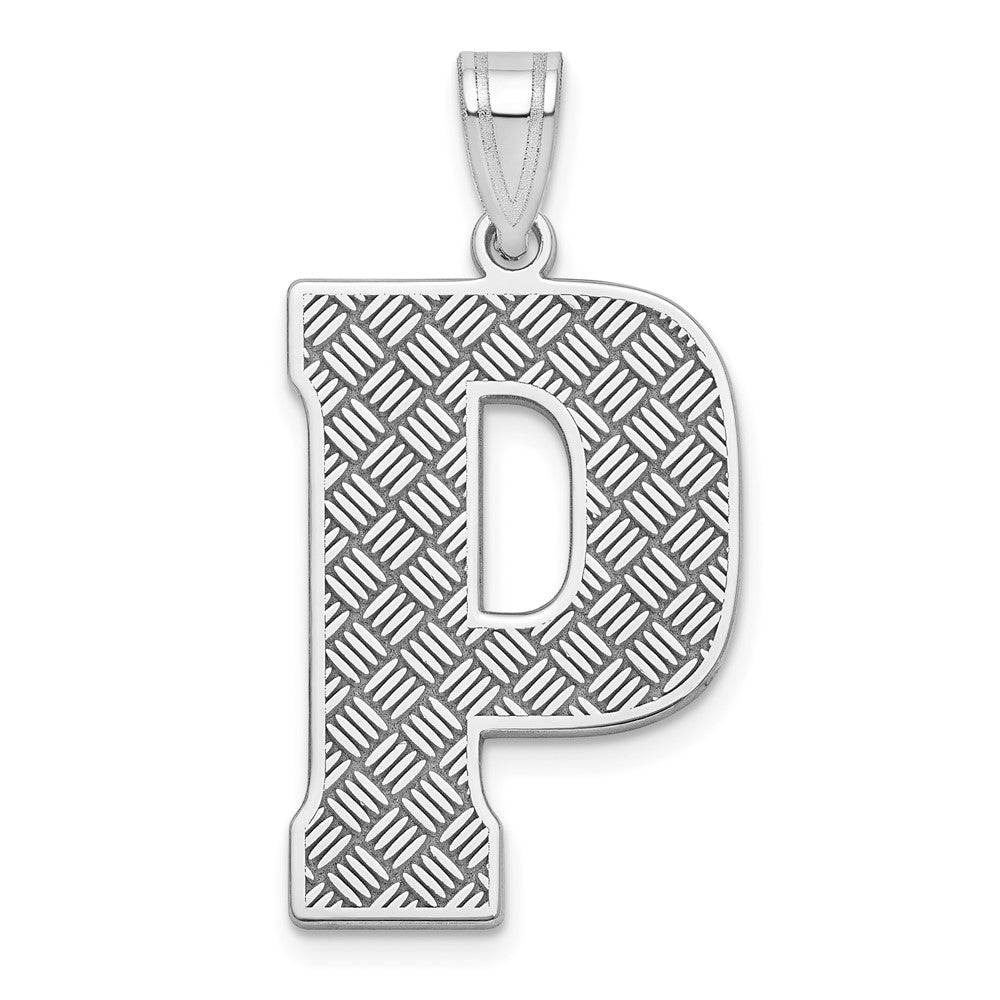Sterling Silver Rhodium-plated Letter P Initial Pendant