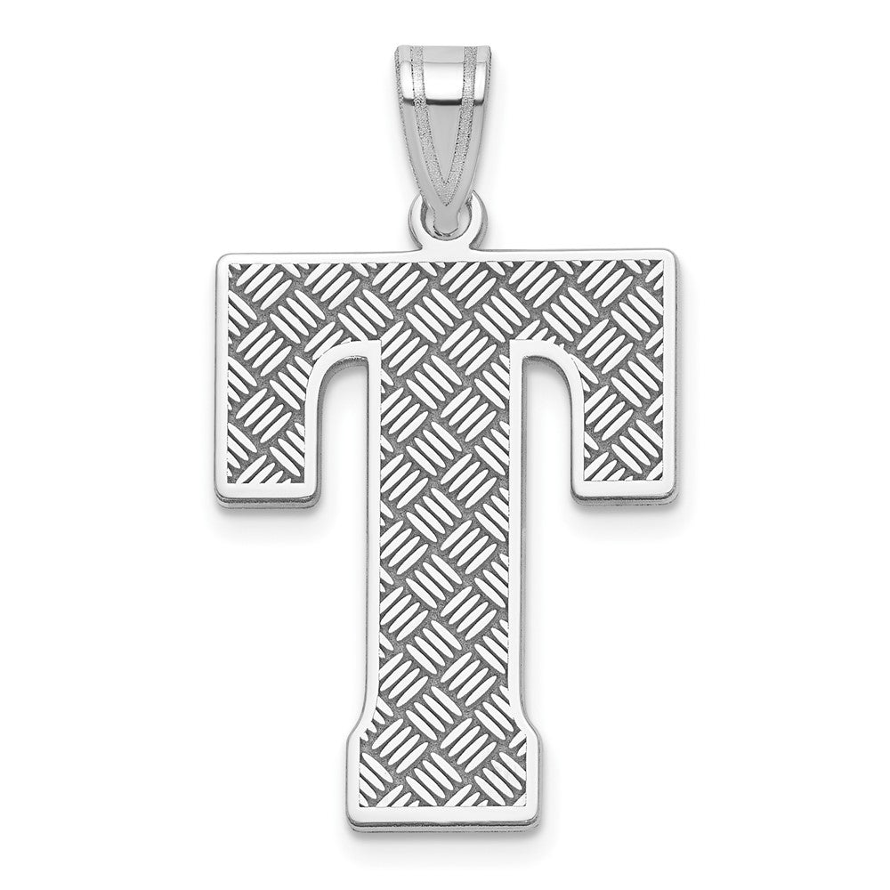 Sterling Silver Rhodium-plated Letter T Initial Pendant