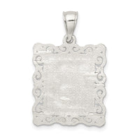 Sterling Silver Square Diamond-cut Letter B Initial Pendant
