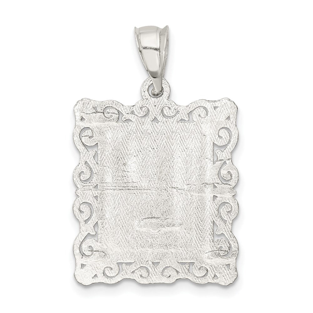 Sterling Silver Square Diamond-cut Letter P Initial Pendant