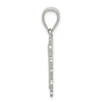 Sterling Silver Square Diamond-cut Letter T Initial Pendant