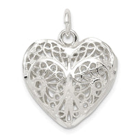 Sterling Silver Fancy Filigree Puffed Heart Charm