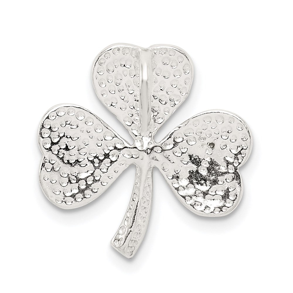 Sterling Silver Polished Diamond-cut Shamrock Chain Slide