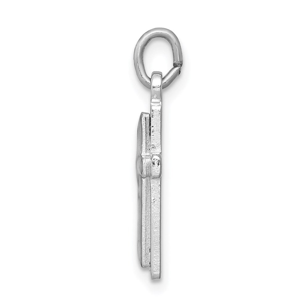 Sterling Silver Platinum-plated Enameled Cross Charm