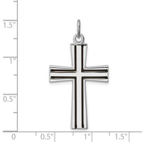 Sterling Silver Platinum-plated Enameled Latin Cross Charm