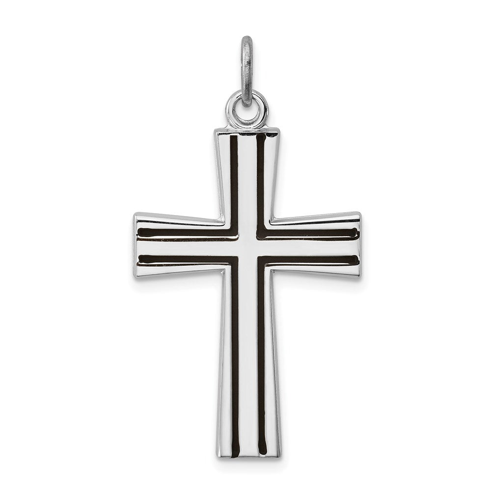 Sterling Silver Platinum-plated Enameled Latin Cross Charm