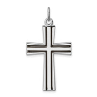Sterling Silver Platinum-plated Enameled Latin Cross Charm