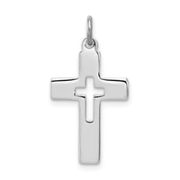 Sterling Silver Platinum-plated Cut-out Cross Charm