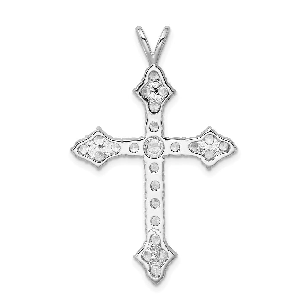 Sterling Silver Rhodium-plated CZ Cross Pendant