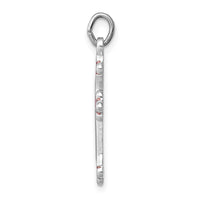 Sterling Silver Platinum-plated Pink Enameled Budded Cross Charm