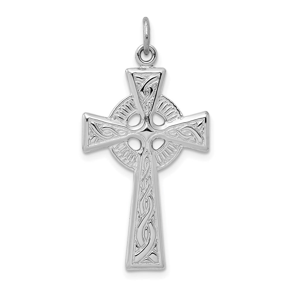 Sterling Silver Platinum-plated Celtic Cross Pendant