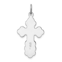 Sterling Silver Platinum-plated Eastern Orthodox Blue Enamel Cross Pendant