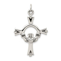 Sterling Silver Antiqued Claddagh Cross Charm
