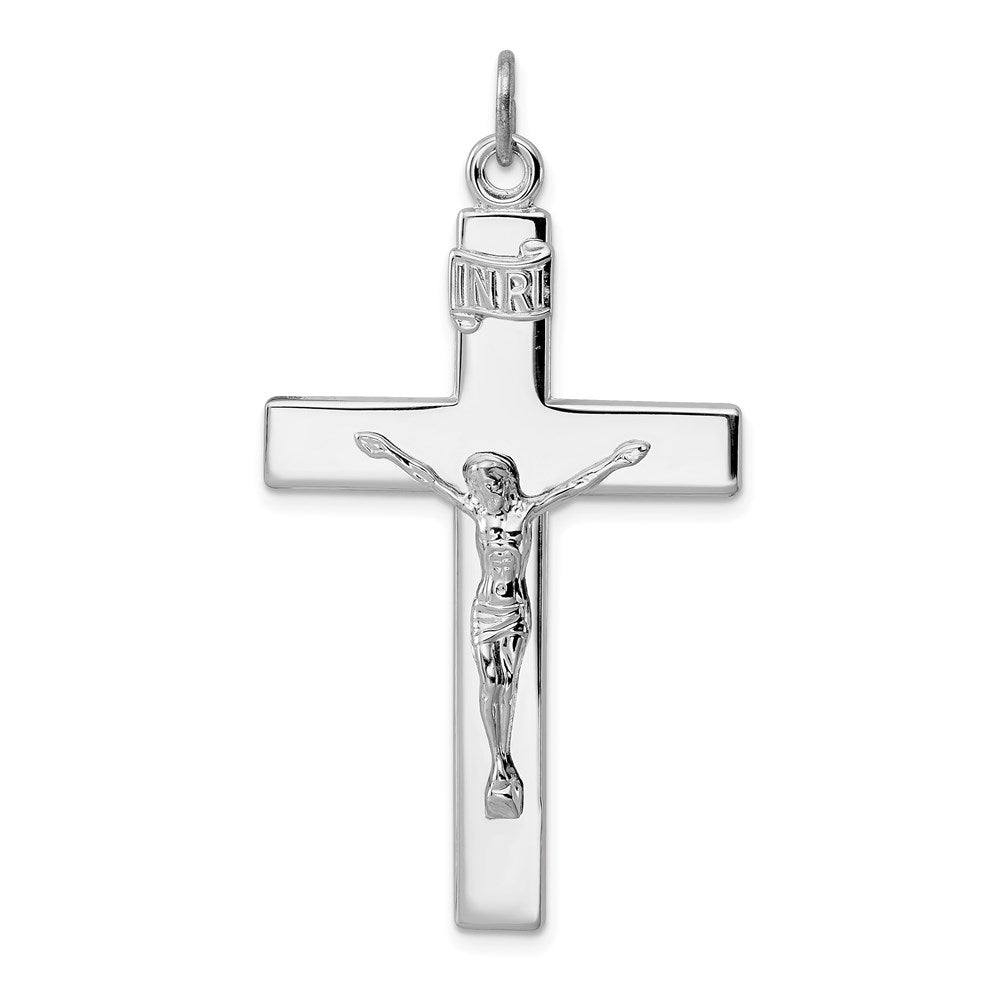 Sterling Silver Platinum-plated Crucifix Pendant