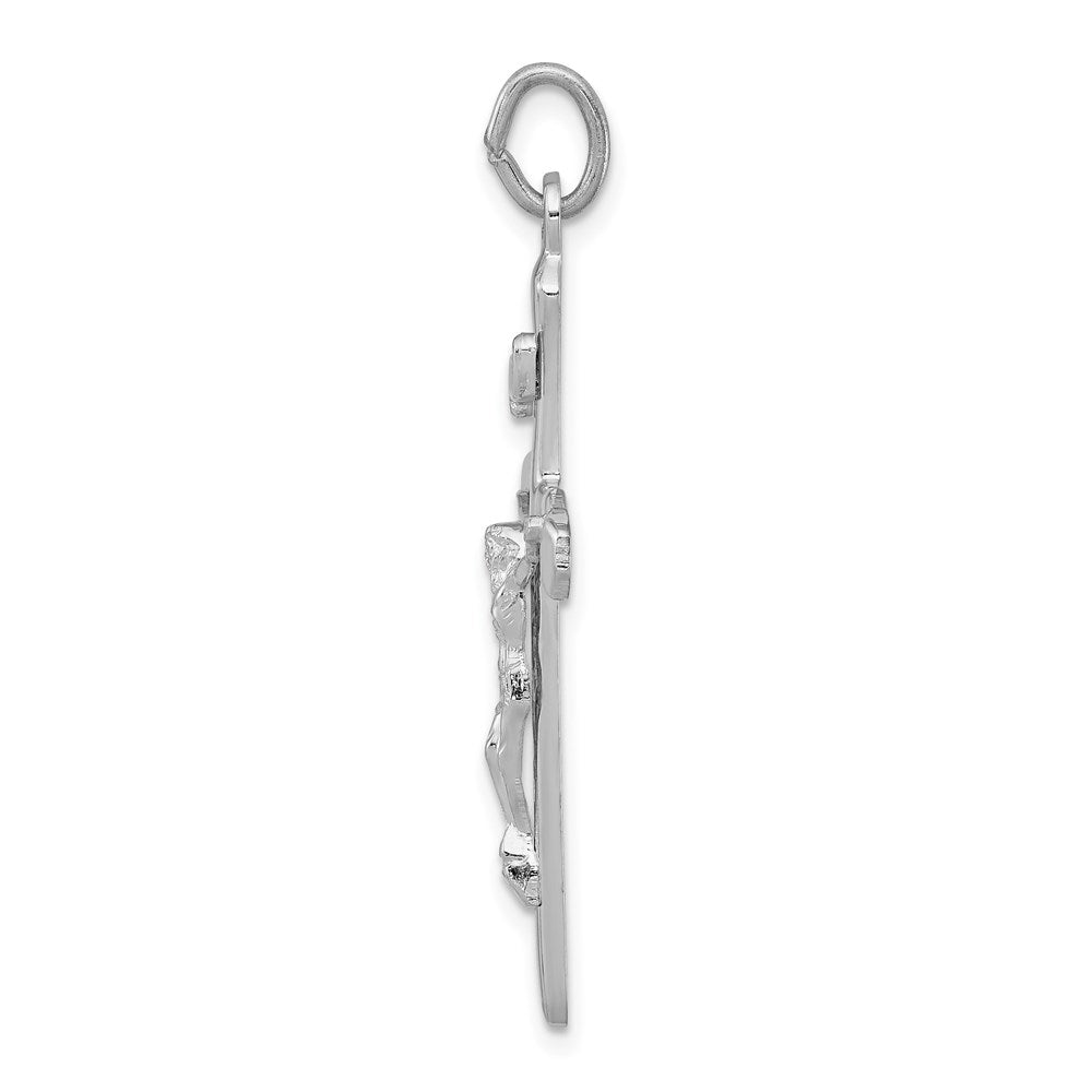 Sterling Silver Platinum-plated Crucifix Pendant