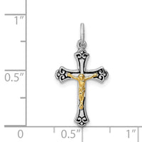 Sterling Silver Platinum-plated & Vermeil Crucifix Charm