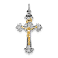 Sterling Silver Platinum-plated & Vermeil INRI Crucifix Charm