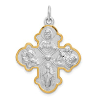 Sterling Silver Platinum-plated 4-way Medal