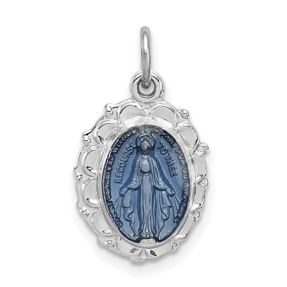 Sterling Silver Platinum-plated Miraculous Medal