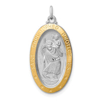 Sterling Silver Platinum-plated & Vermeil St. Christopher Medal