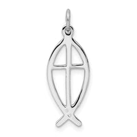 Sterling Silver Platinum-plated Ichthus Fish Charm
