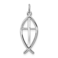 Sterling Silver Platinum-plated Ichthus Fish Charm