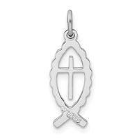 Sterling Silver Platinum-plated Ichthus Fish Charm