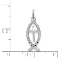 Sterling Silver Platinum-plated Ichthus Fish Charm