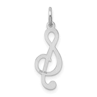 Sterling Silver Rhodium-plated Treble Clef Polished Charm