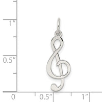 Sterling Silver Rhodium-plated Treble Clef Polished Charm