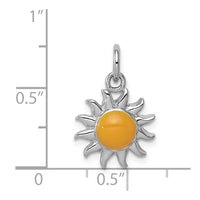 Sterling Silver Rhodium-plated Yellow Sun Charm