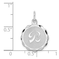 Sterling Silver Rhodium-plated Brocaded Letter B Initial Charm