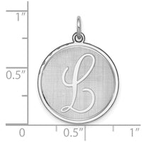 Sterling Silver Rhodium-plated Brocaded Letter L Initial Charm