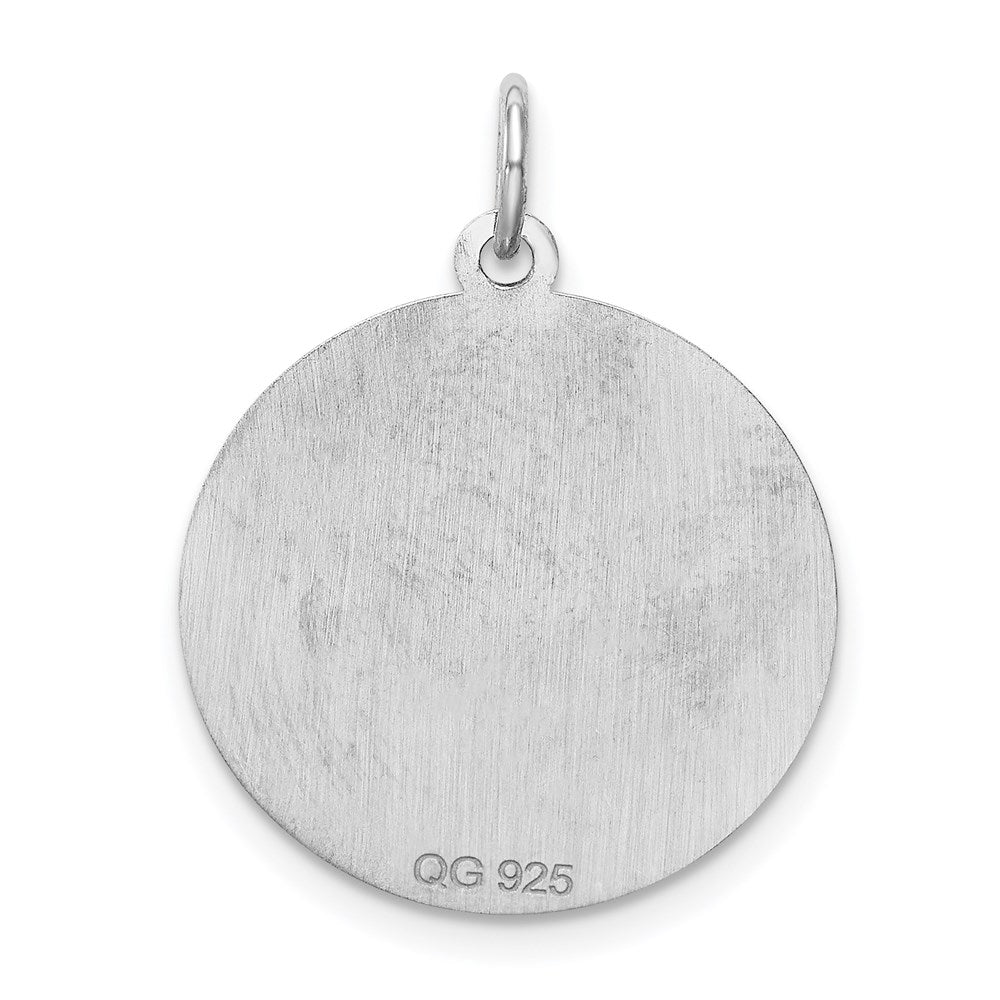 Sterling Silver Rhodium-plated Brocaded Letter W Initial Charm